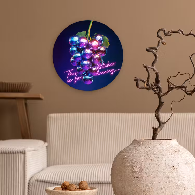 Wandcirkel - Glas - Quote - Neon - Disco - Druiven — 2
