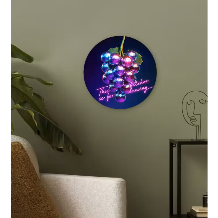 Wandcirkel - Glas - Quote - Neon - Disco - Druiven — 3
