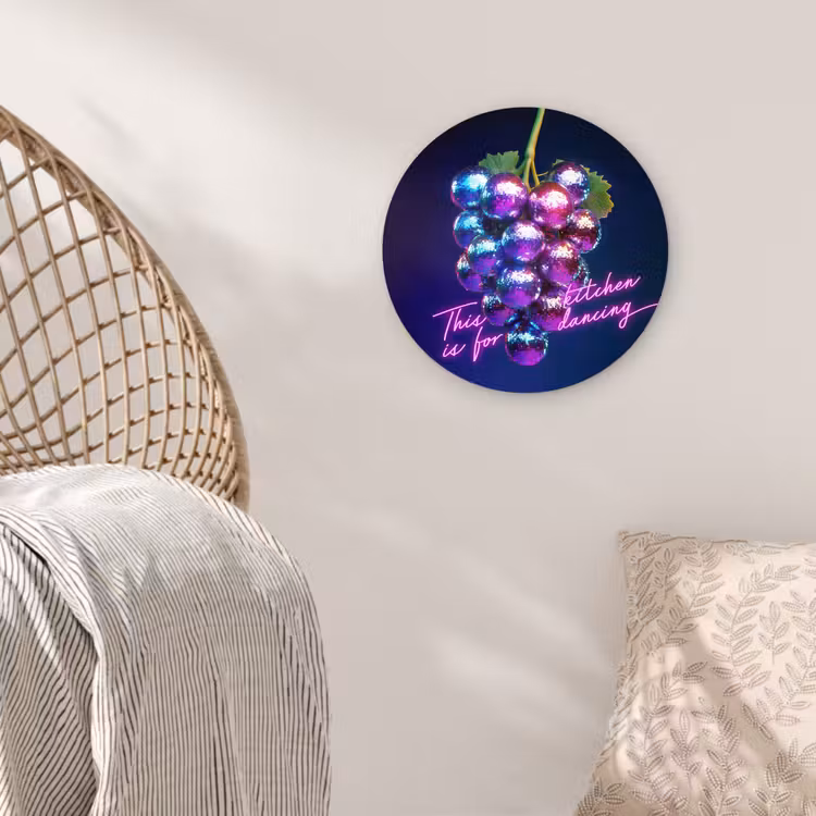 Wandcirkel - Glas - Quote - Neon - Disco - Druiven — 5