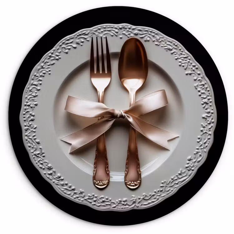 Wandcirkel - Glas - Rose - Strik - Bestek — 1