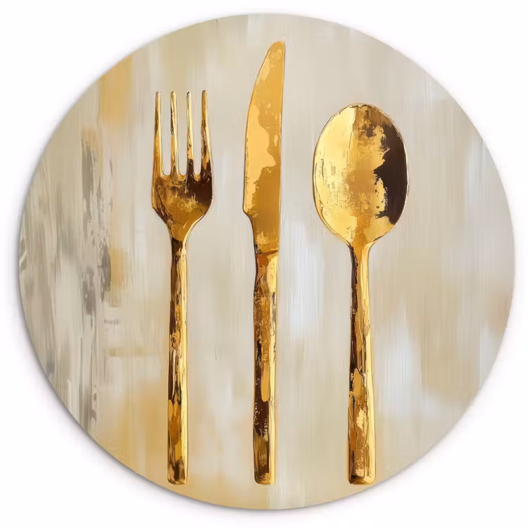 Wandcirkel - Glas - Verf - Goud - Bestek — 1