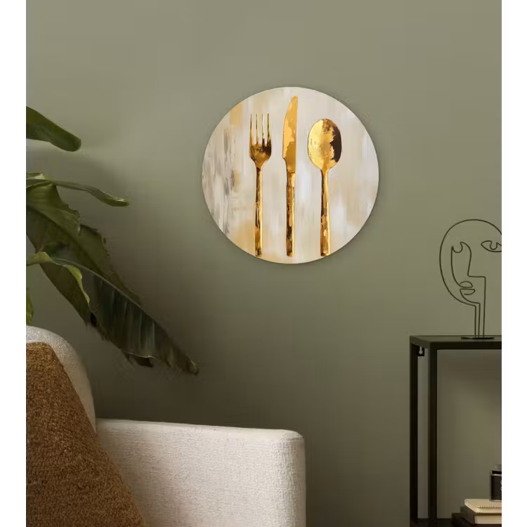 Wandcirkel - Glas - Verf - Goud - Bestek — 3