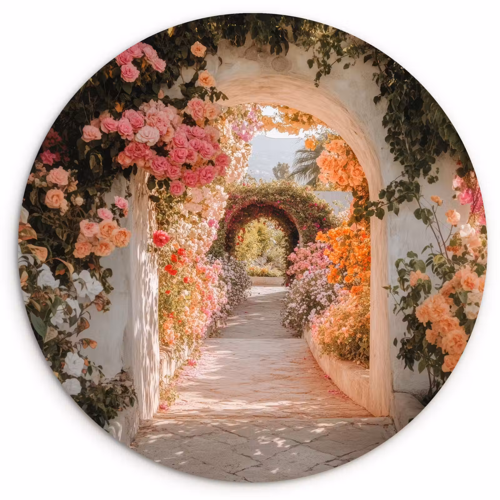 Wandcirkel - Glas - Doorkijk - Boog - Bloemen - Pastel — 1
