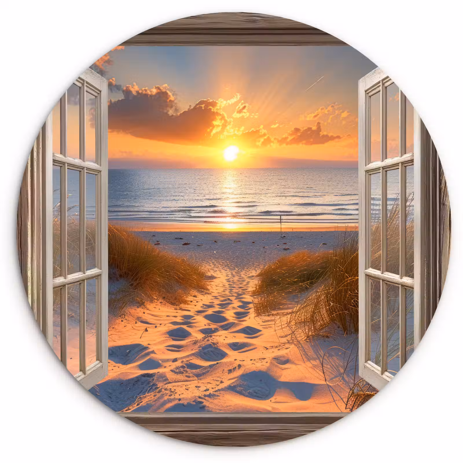 Wandcirkel - Glas - Doorkijk - Strand - Duinen - Zonsondergang — 1