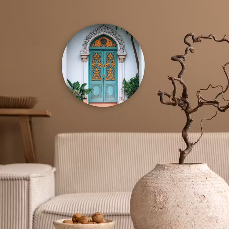 Wandcirkel - Glas - Deur - Patronen - Planten — 2