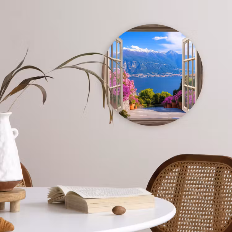 Wandcirkel - Glas - Doorkijk - Berg - Landschap - Uitzicht - Meer — 4