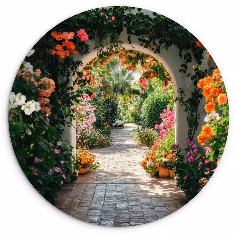 Wandcirkel - Glas - Doorkijk - Bloemen - Natuur - Bloementuin — 1
