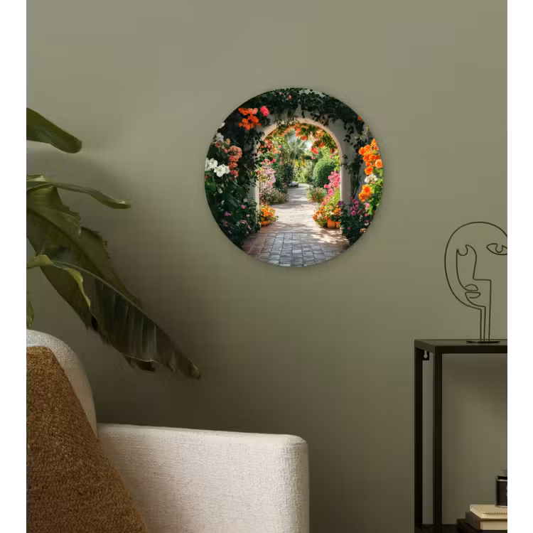 Wandcirkel - Glas - Doorkijk - Bloemen - Natuur - Bloementuin — 3