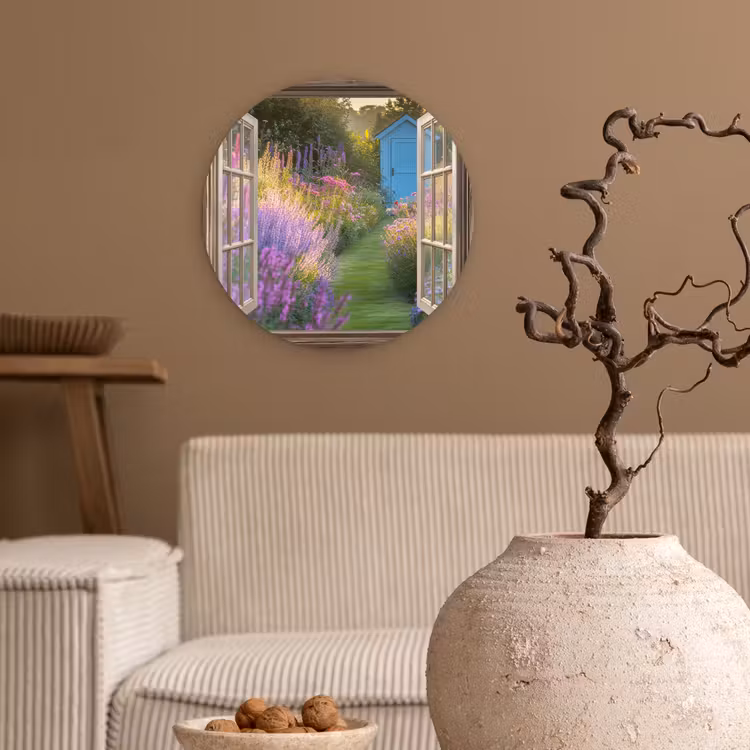 Wandcirkel - Glas - Doorkijk - Bloemen - Raam - Natuur — 2