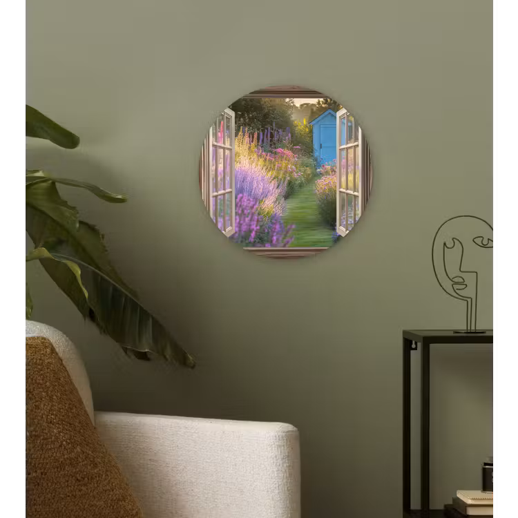Wandcirkel - Glas - Doorkijk - Bloemen - Raam - Natuur — 3