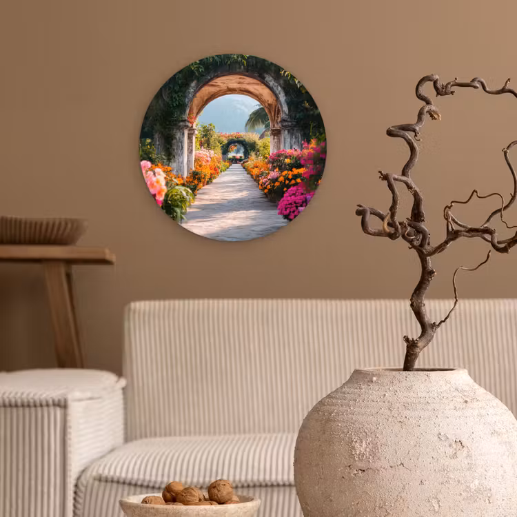 Wandcirkel - Glas - Doorkijk - Bloemen - Tropisch - Kleurrijk — 2