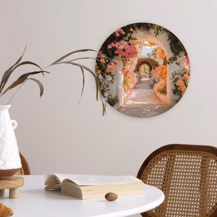 Wandcirkel - Glas - Doorkijk - Boog - Bloemen - Pastel — 4
