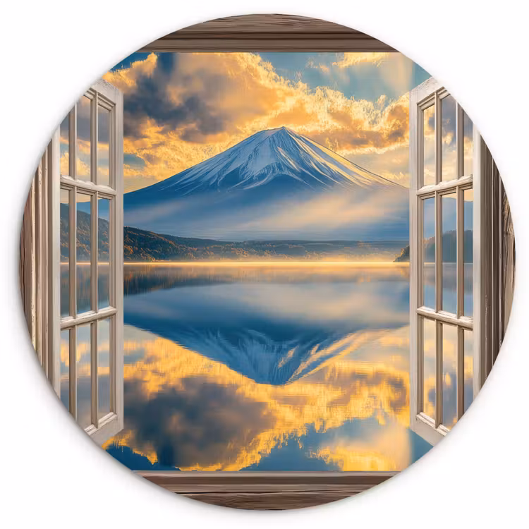 Wandcirkel - Glas - Doorkijk - Landschap - Bergen - Uitzicht - Raam — 1