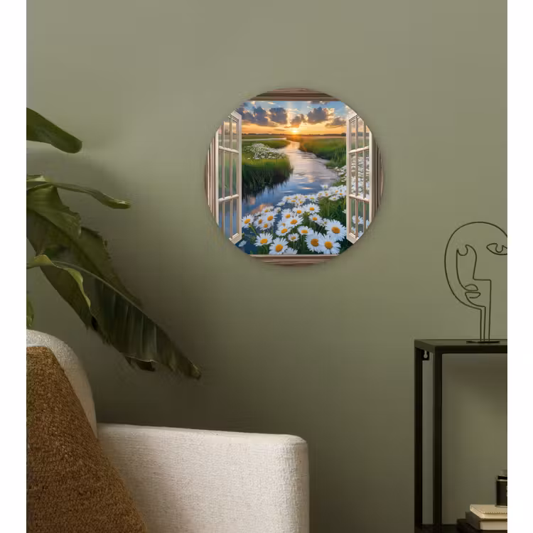 Wandcirkel - Glas - Doorkijk - Landschap - Raam - Water - Zonsondergang — 3