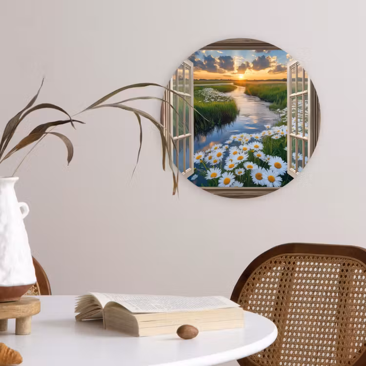 Wandcirkel - Glas - Doorkijk - Landschap - Raam - Water - Zonsondergang — 4