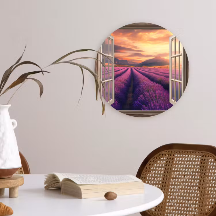 Wandcirkel - Glas - Doorkijk - Lavendel - Landschap - Bloemen - Paars — 4