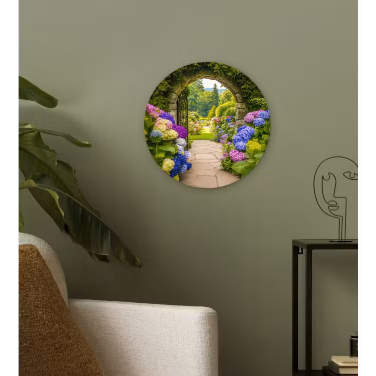 Wandcirkel - Glas - Doorkijk - Poort - Hortensia - Bloementuin — 3