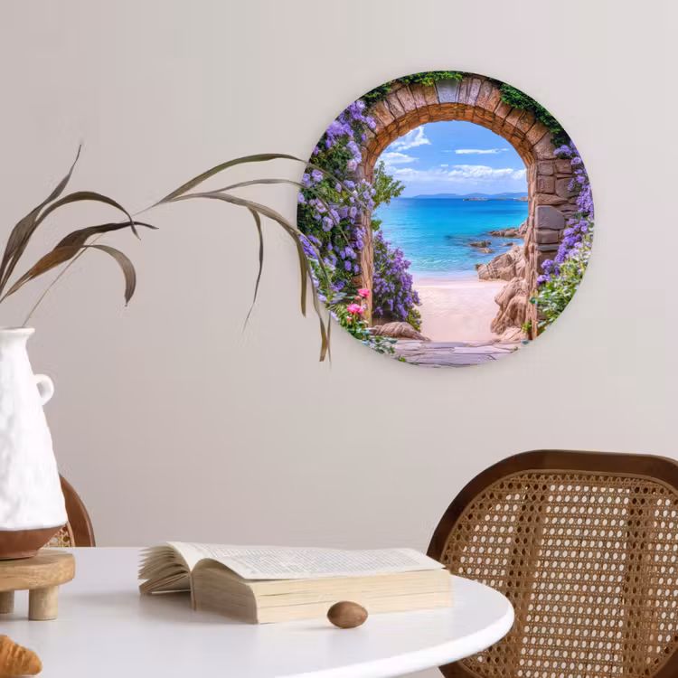 Wandcirkel - Glas - Doorkijk - Poort - Zee - Strand - Rotsen — 4