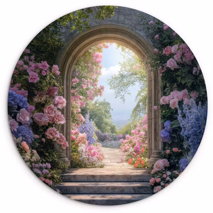 Wandcirkel - Glas - Doorkijk - Rozen - Vintage - Bloemen — 1