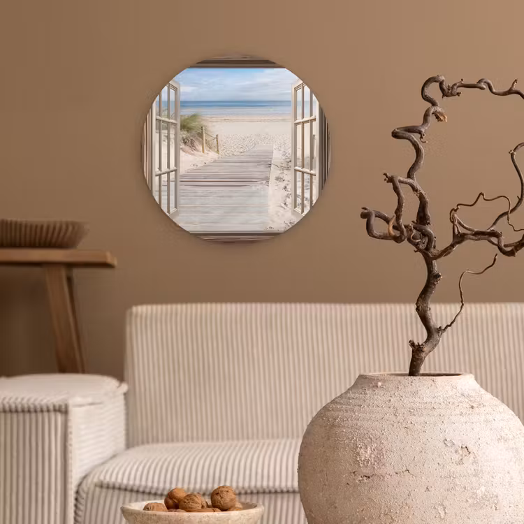 Wandcirkel - Glas - Doorkijk - Strand - Duinen - Pad - Landschap — 2