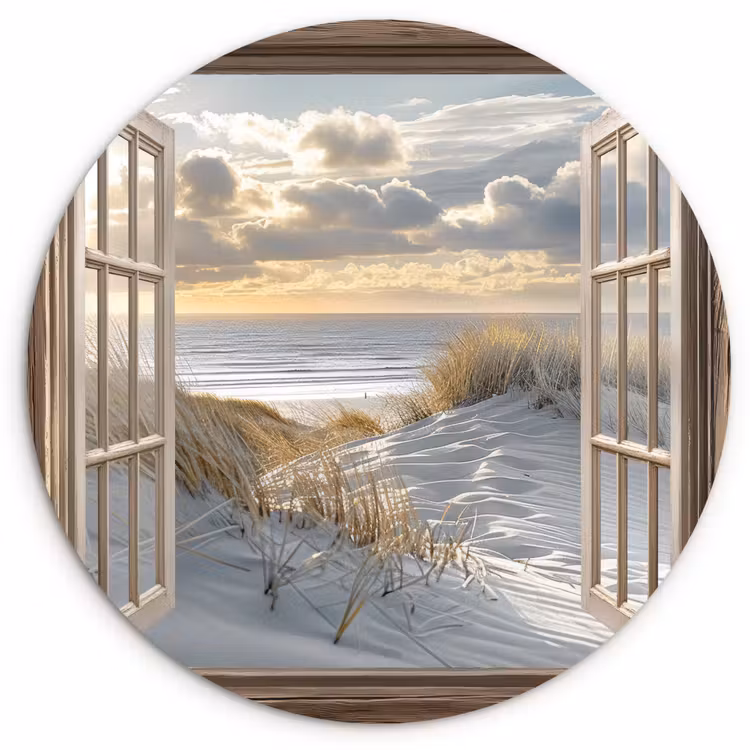 Wandcirkel - Glas - Doorkijk - Strand - Duinen - Zee - Natuur — 1