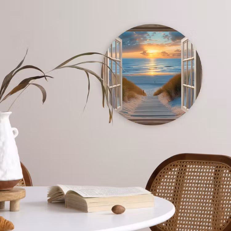 Wandcirkel - Glas - Doorkijk - Strand - Pad - Zonsondergang — 4