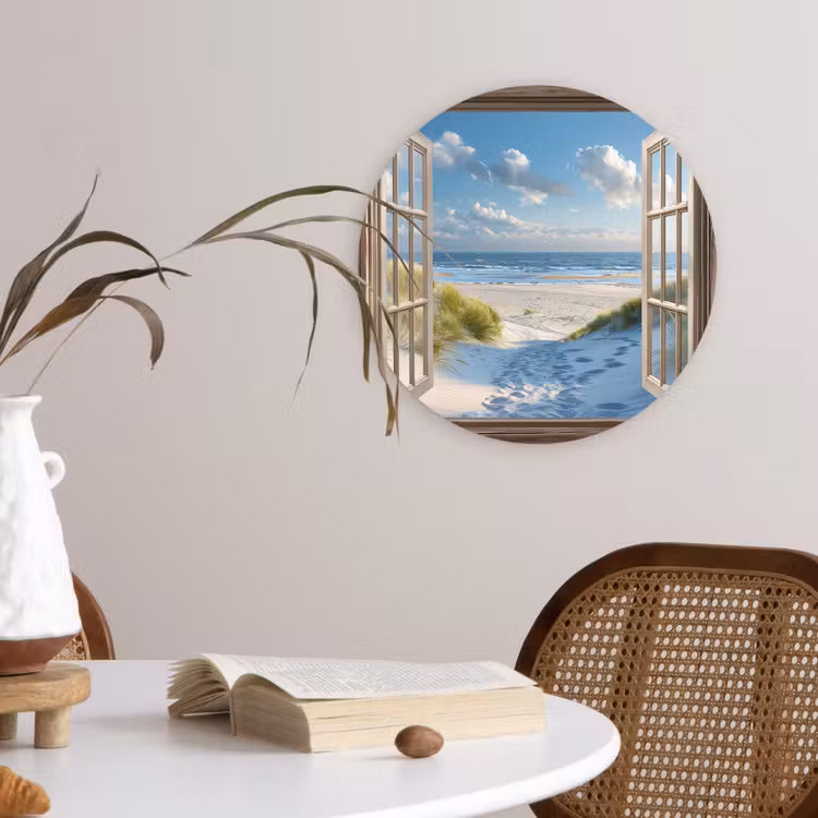 Wandcirkel - Glas - Doorkijk - Strand - Raam - Duinen - Zee — 4