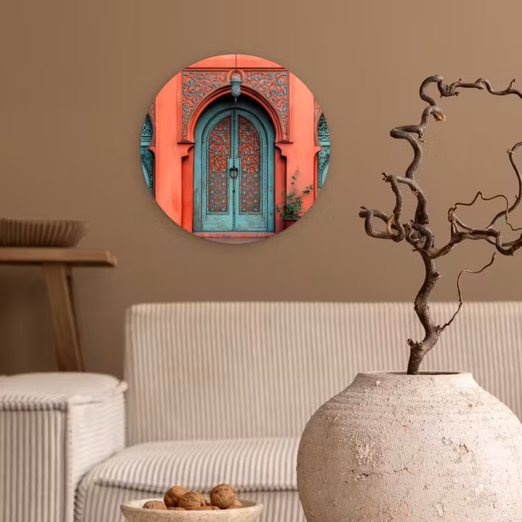 Wandcirkel - Glas - Lantaarn - Deur - Turquoise — 2
