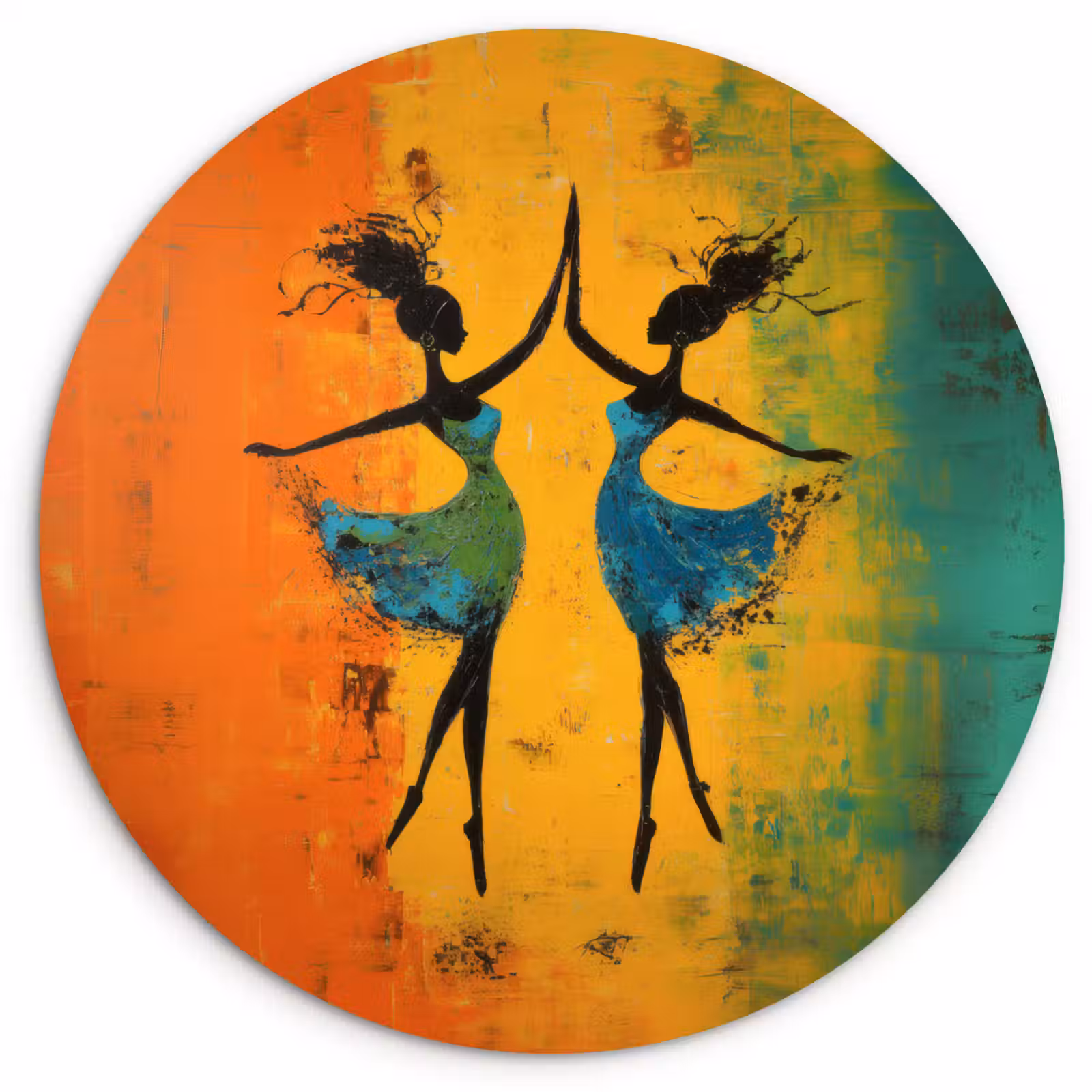 Wandcirkel - Glas - Dansen - Vrouwen - Verfstructuur — 1