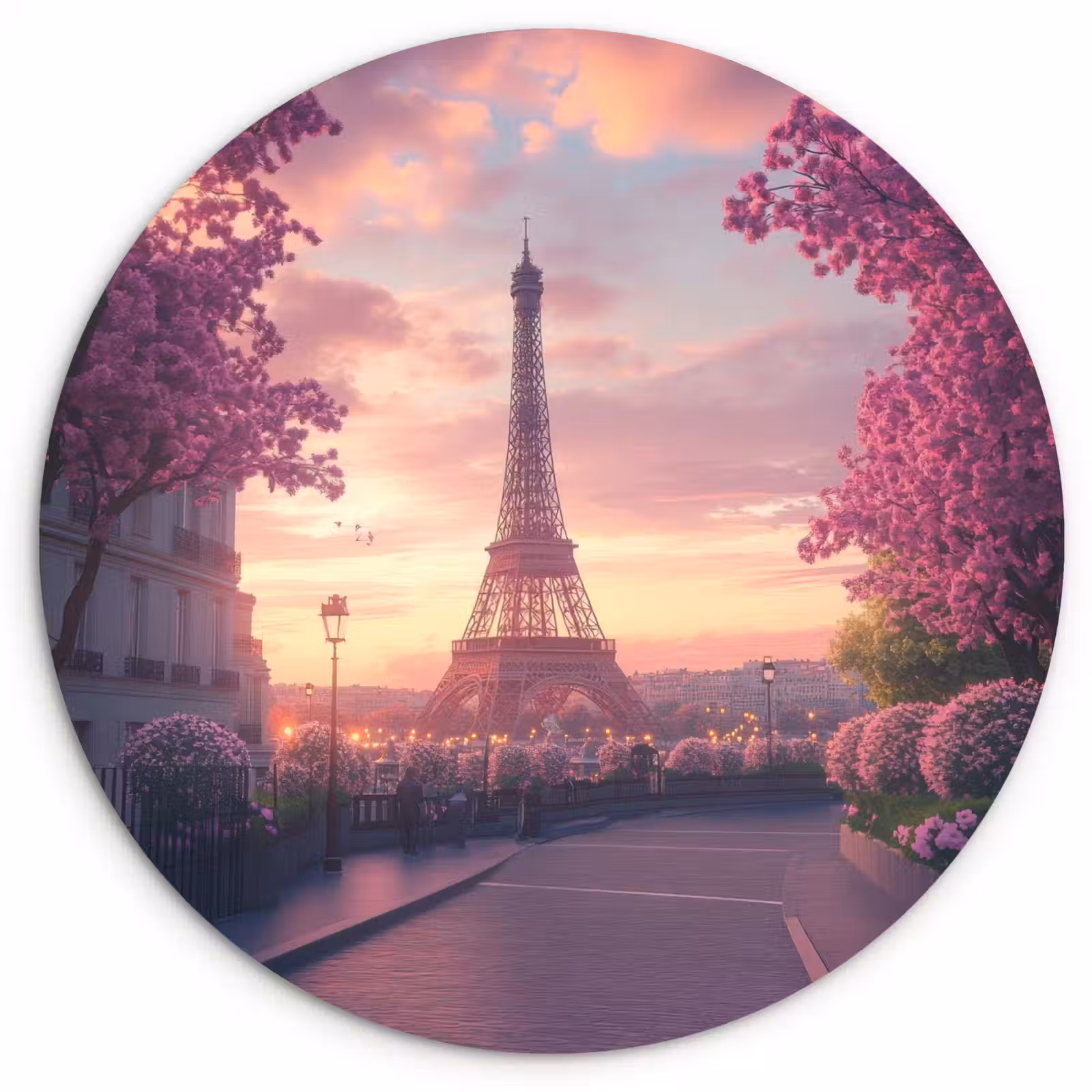Wandcirkel - Glas - Eiffeltoren - Parijs - Roze — 1