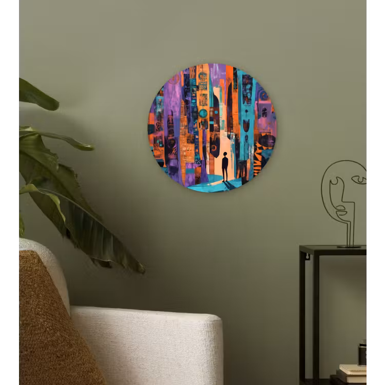 Wandcirkel - Glas - Abstract - Figuren - Kleurrijk — 3