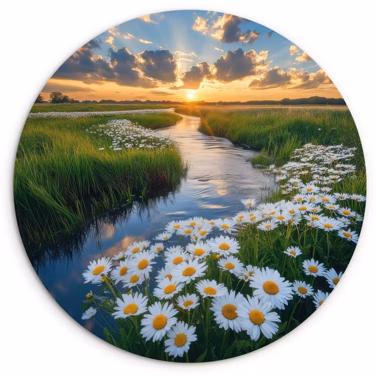 Wandcirkel - Glas - Beekje - Landschap - Margriet — 1