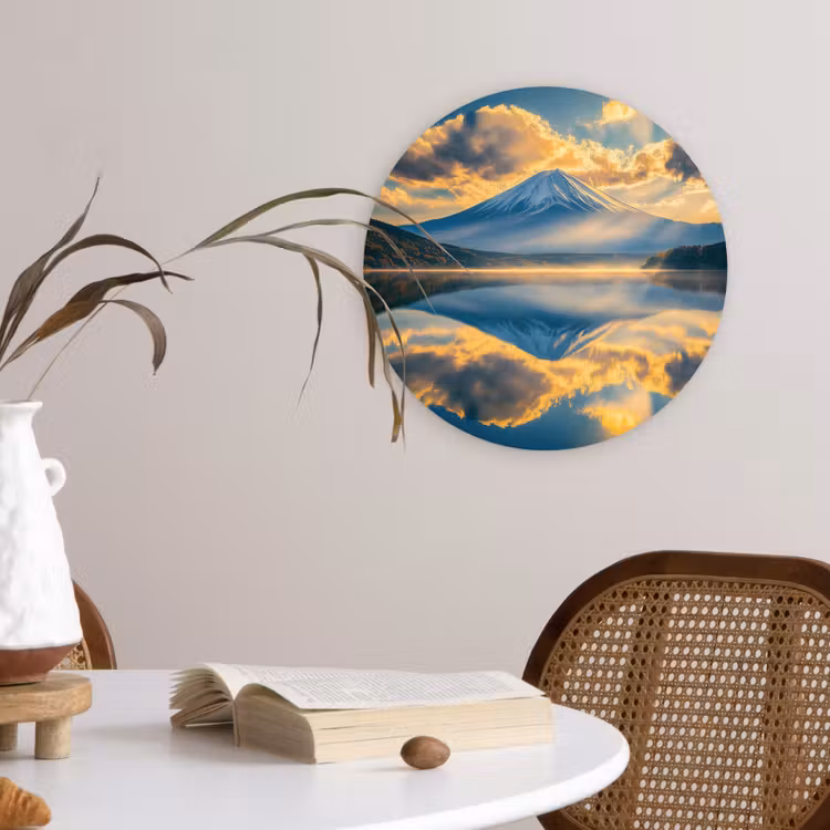 Wandcirkel - Glas - Berg - Rivier - Zonsondergang — 4