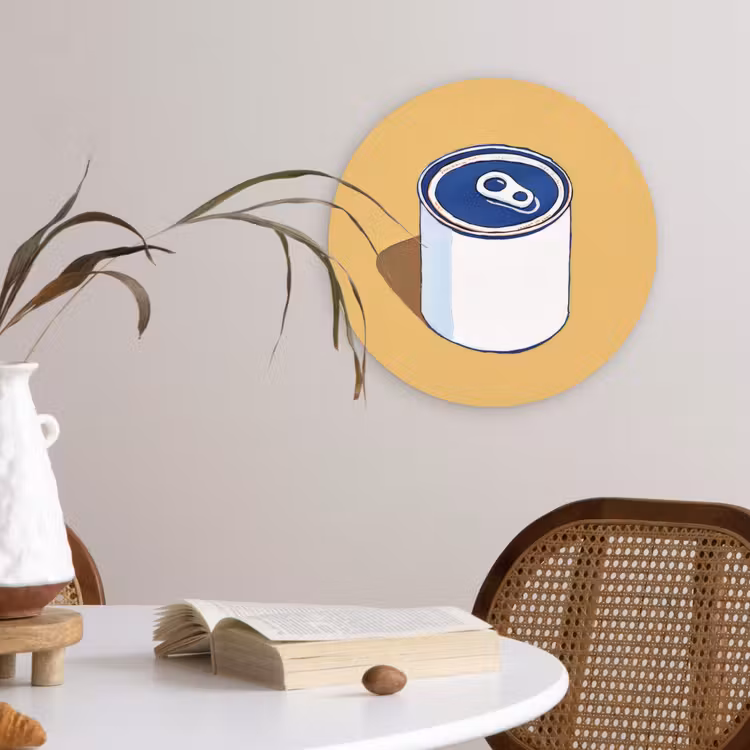 Wandcirkel - Glas - Blikje - Minimalistisch - Blauw - Illustratie — 4