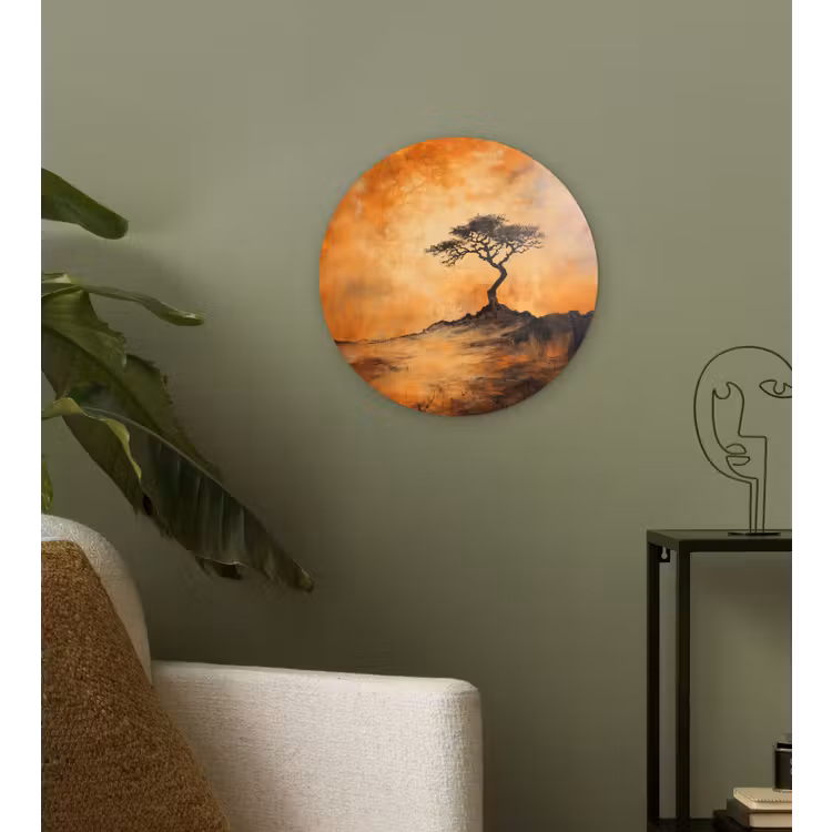 Wandcirkel - Glas - Boom - Landschap - Oranje — 3