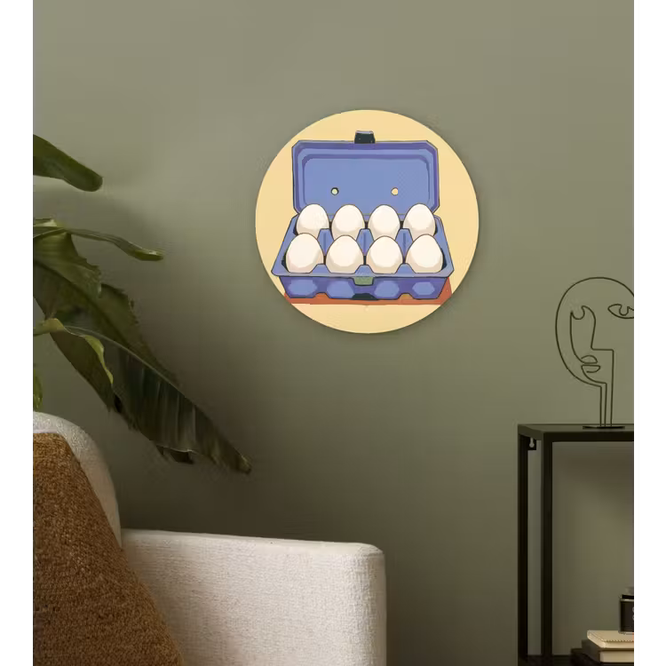 Wandcirkel - Glas - Eieren - Doos - Minimalistisch - Blauw — 3