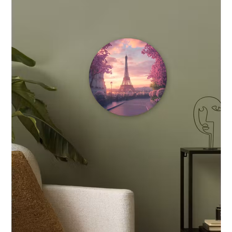 Wandcirkel - Glas - Eiffeltoren - Parijs - Roze — 3