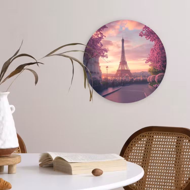 Wandcirkel - Glas - Eiffeltoren - Parijs - Roze — 4