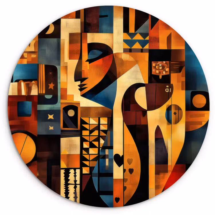 Wandcirkel - Glas - Figuren - Abstract - Symbolen — 1