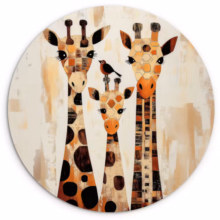 Wandcirkel - Glas - Giraffen - Cartoon - Crème — 1