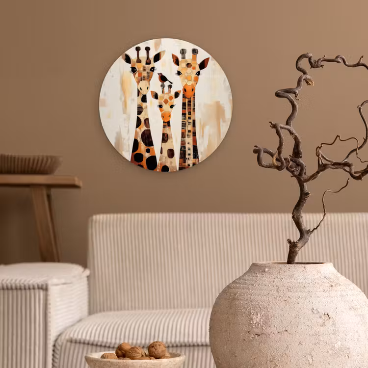 Wandcirkel - Glas - Giraffen - Cartoon - Crème — 2