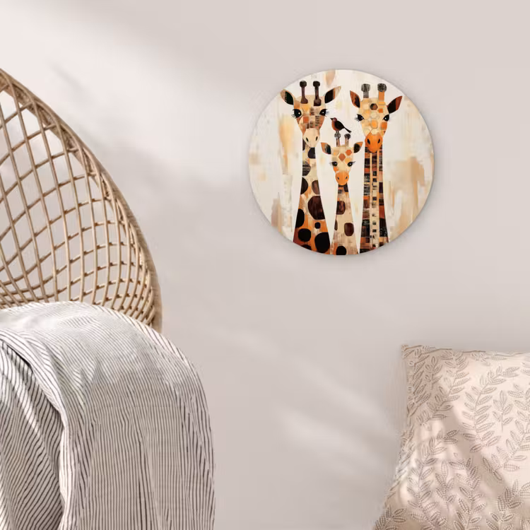 Wandcirkel - Glas - Giraffen - Cartoon - Crème — 5