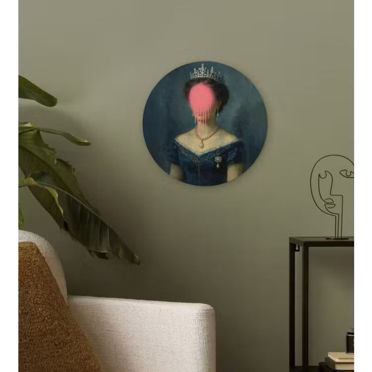 Wandcirkel - Glas - Kroon - Roze druipend verf - Portret — 3
