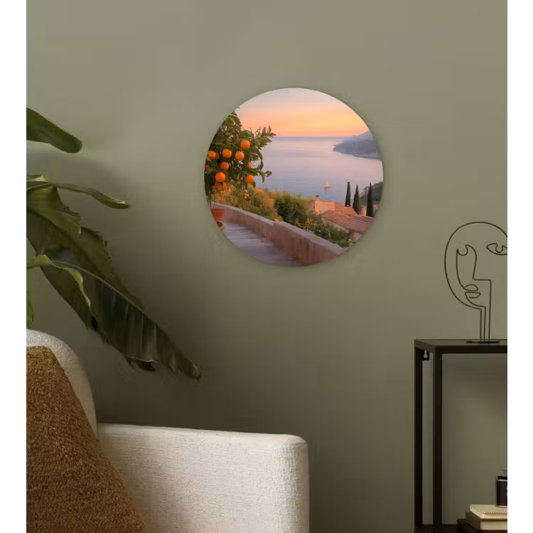 Wandcirkel - Glas - Middelandse zee - Sinaasappel - Heuvels - Zee — 3