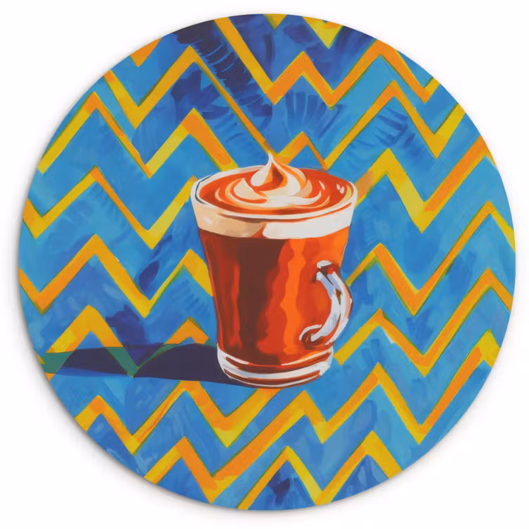 Wandcirkel - Glas - Mok - Koffie - Zigzag - Slagroom — 1