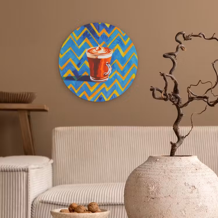 Wandcirkel - Glas - Mok - Koffie - Zigzag - Slagroom — 2