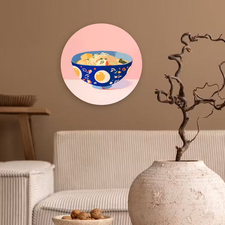 Wandcirkel - Glas - Noodles - Kom - Blauw - Illustratie — 2