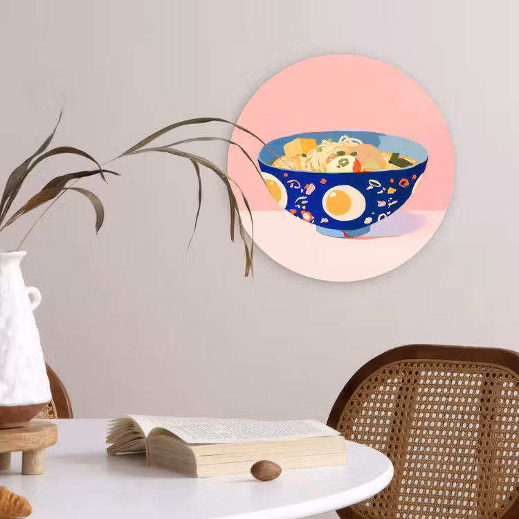 Wandcirkel - Glas - Noodles - Kom - Blauw - Illustratie — 4