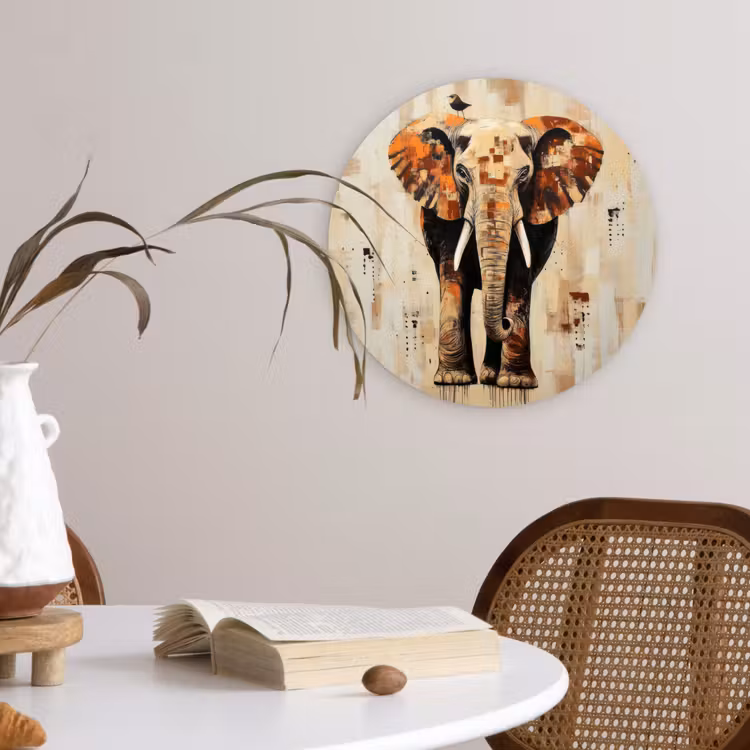 Wandcirkel - Glas - Olifant - Slurf - Mozaïek - Abstract — 4