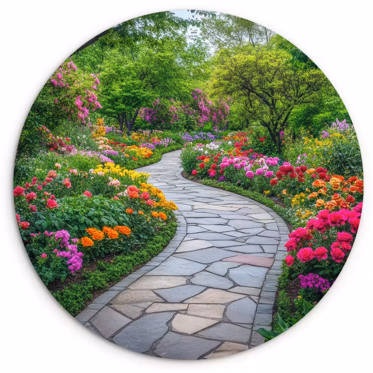 Wandcirkel - Glas - Park - Bloemen - Tuin — 1